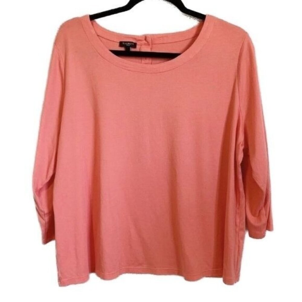 Talbots Coral /4 Sleeve Top Women’s 2X 3 Pima Modal Button Back Minimalist
